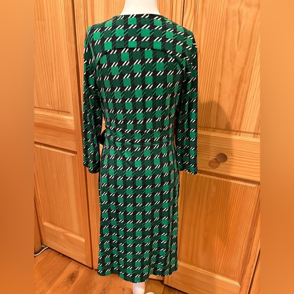 New York & Company Stretch faux wrap dress Green Geometric women’s M - Picture 2 of 12